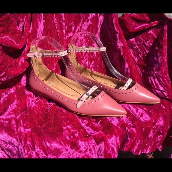 New Coach Jody Pink Studded Leather Flats - Picture 3 of 8